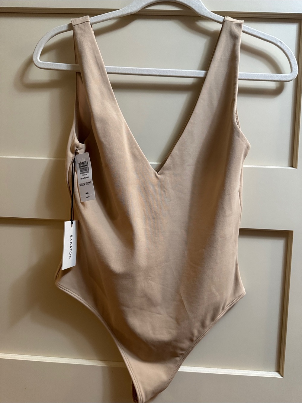 Babaton (Aritzia) Women's V-Neck Nude Bodysuit
